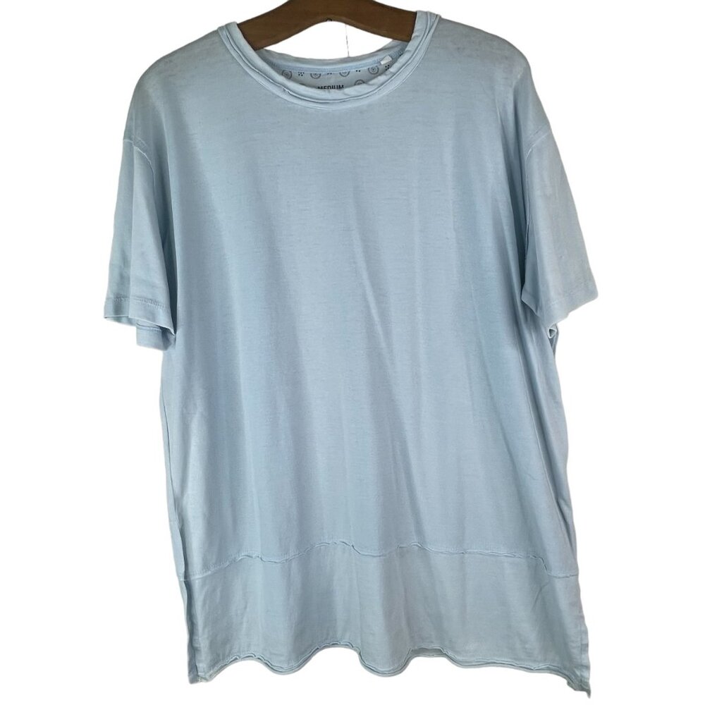 Pressbox Crewneck Short Sleeve TShirt Cotton Blend Blue Casual Size Medium